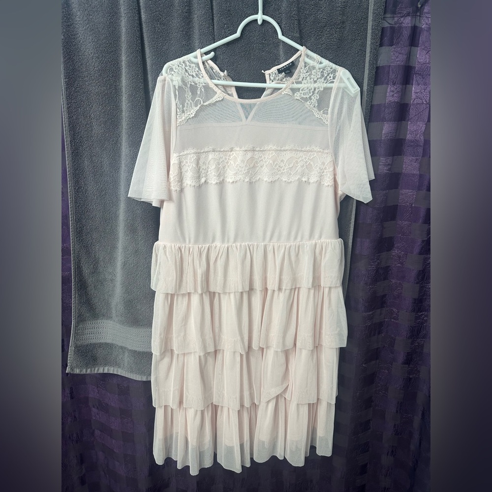 Torrid light pink Lace Tiered Dress